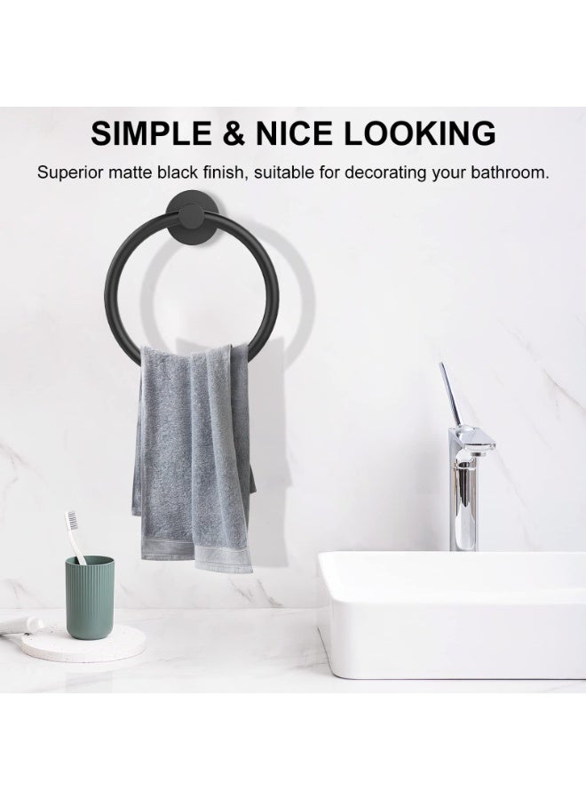 HOMESTAR Towel Holder | Heavy-Duty Stainless Steel Bathroom Towel Ring | Wall-Mounted Towel Holder | For Bathroom and Kitchen Use | Modern Minimalist Multi-Purpose Storage Rack |16cm, Black - Image 4